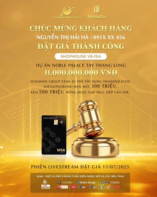 KẾT QUẢ PHIÊN LIVE NOBLEGO #05 – CHÚC MỪNG “NHÀ TẠO PHỐ” MỚI TẠI NOBLE PALACE TAY THANG LONG!