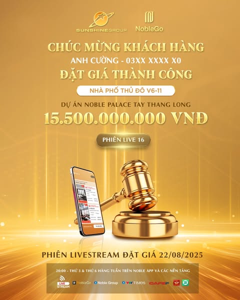 KẾT QUẢ NOBLEGO #16: “SIÊU PHẨM NHÀ PHỐ 4 TẦNG V6-11” ĐÃ CHÍNH THỨC CÓ CHỦ!